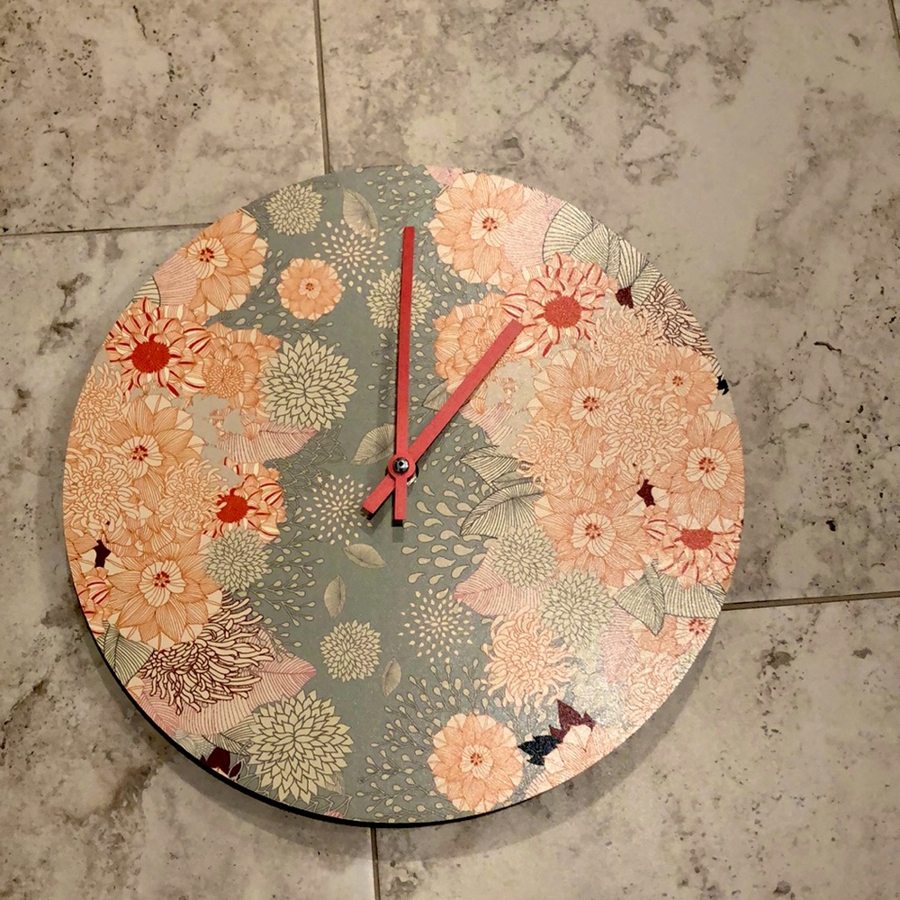 Abstract Floral Wooden Clock Wall Art Decor